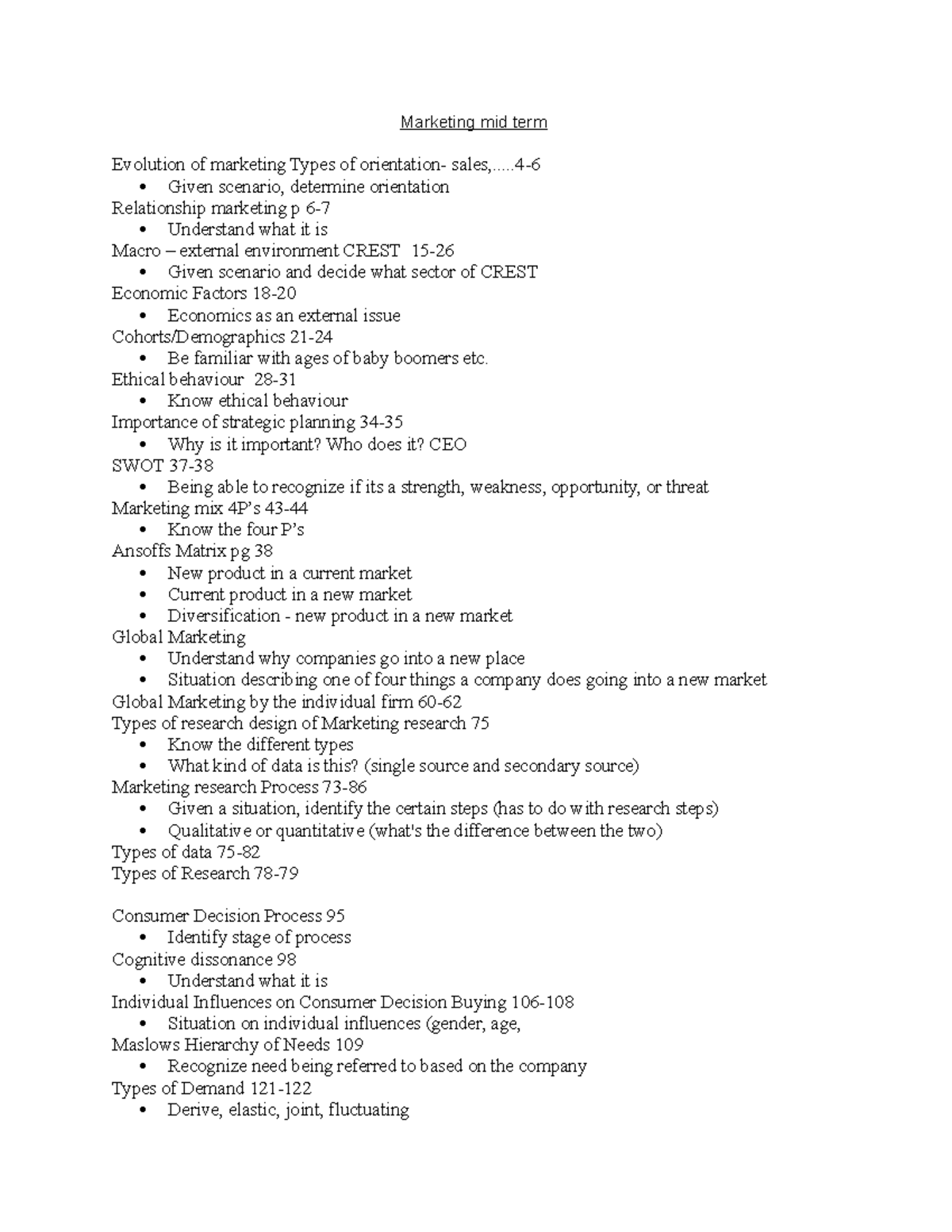 Marketing Mid Term - Midterm Exam Review - Marketing Mid Term - Studocu