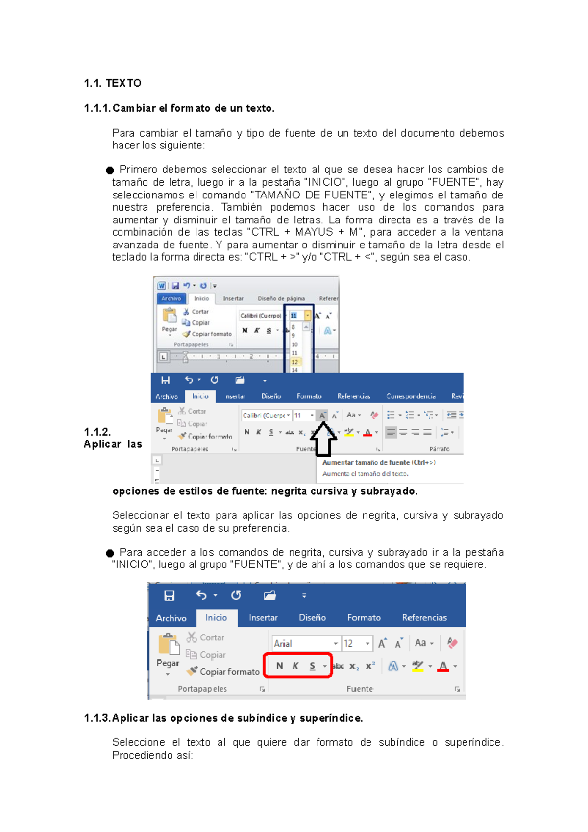 Dar formato al texto como superíndice o subíndice en Word