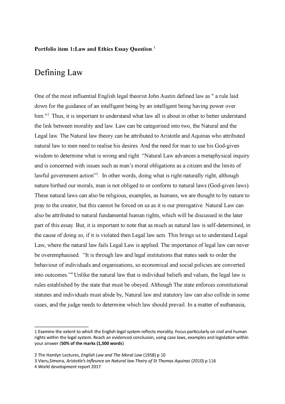 essay on law and ethics