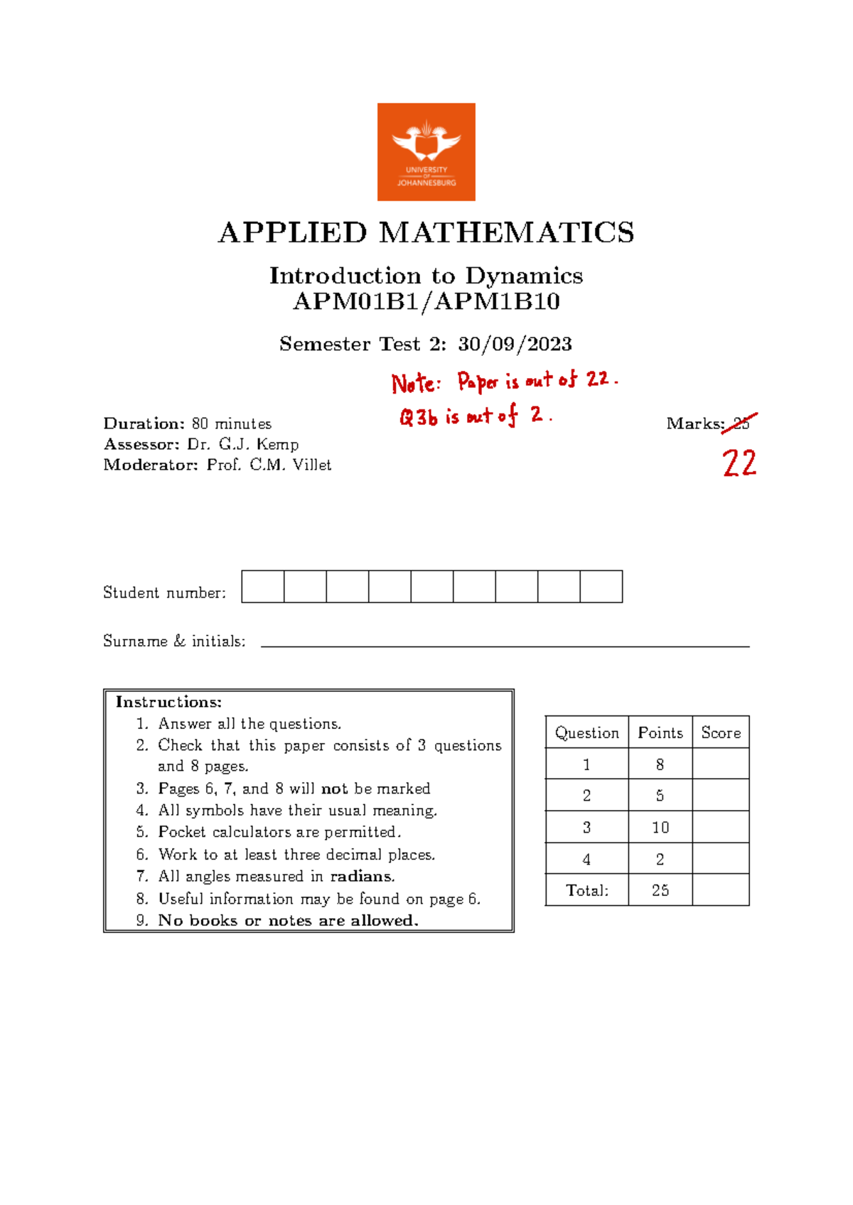 APM01B1 Semester Test 2 2023 memo adjusted - APPLIED MATHEMATICS ...