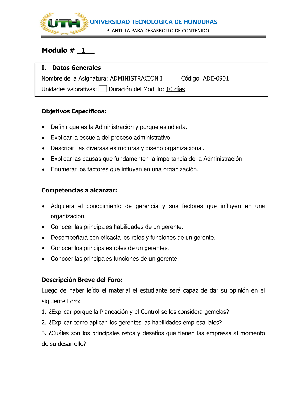 Modulo 1 Administracion I Plantilla Para Desarrollo De Contenido Modulo 1 I Datos 9822