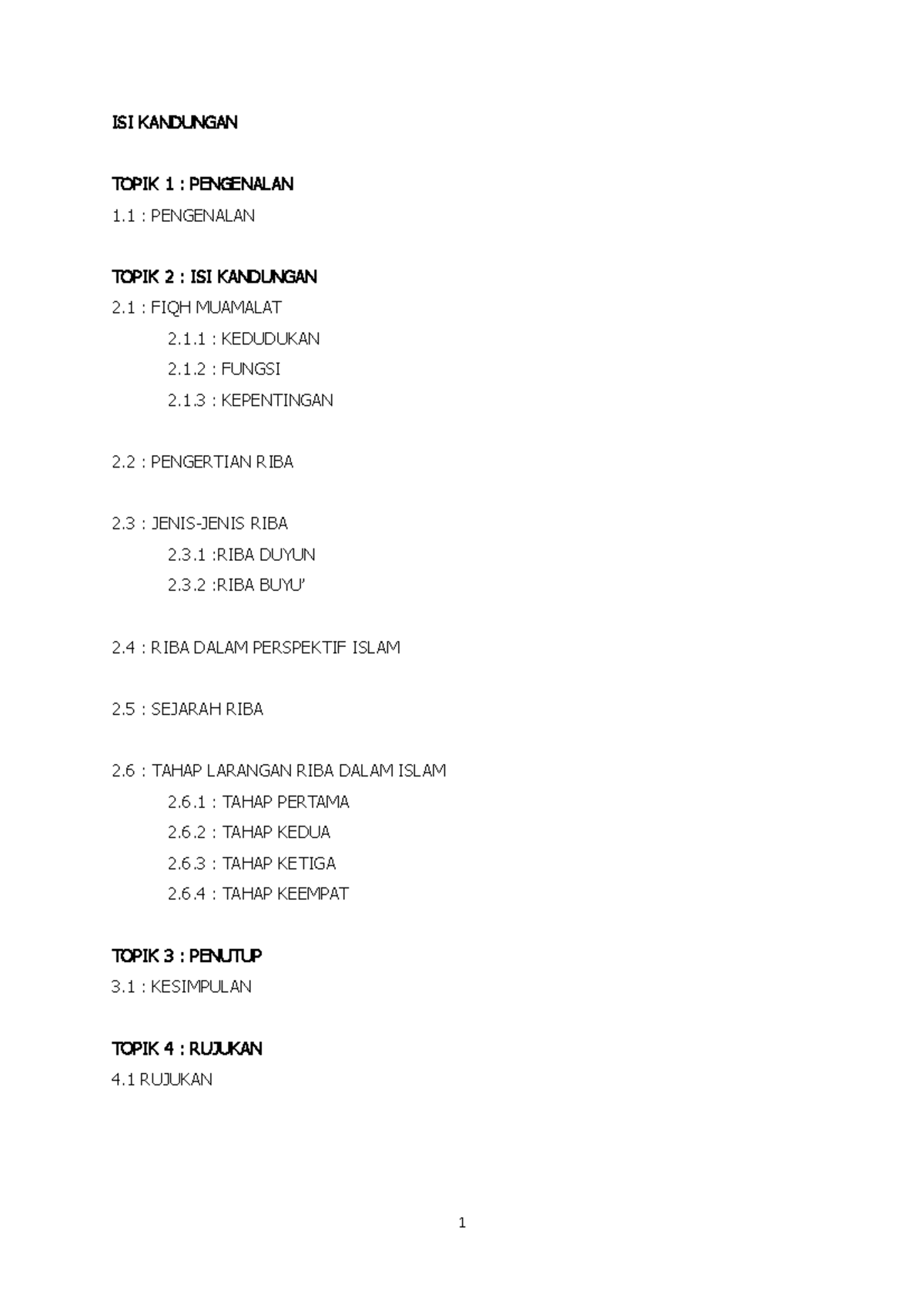 RIBA - Tajuk Riba - ISI KANDUNGAN TOPIK 1 : PENGENALAN 1 : PENGENALAN ...