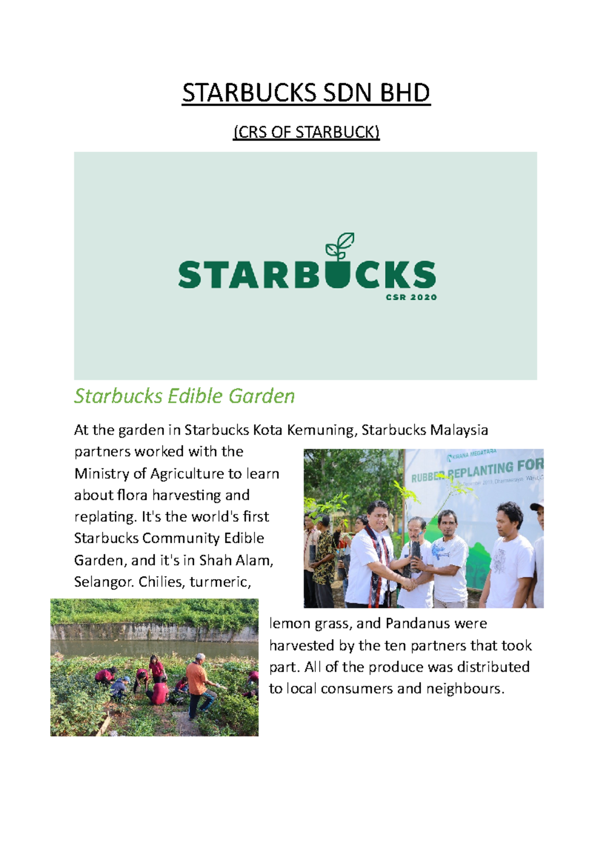 Starbucks SDN BHD (CSR) - STARBUCKS SDN BHD (CRS OF STARBUCK) Starbucks ...