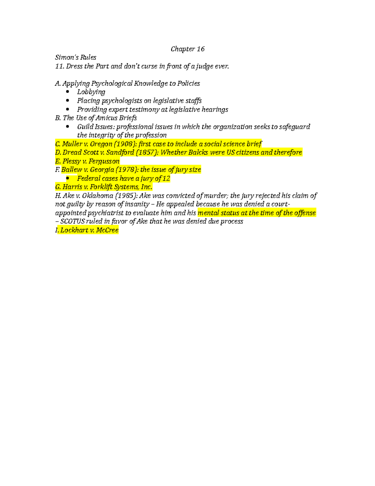 Chapter 16 notes Dr. Simon Chapter 16 Simon’s Rules 11. Dress the
