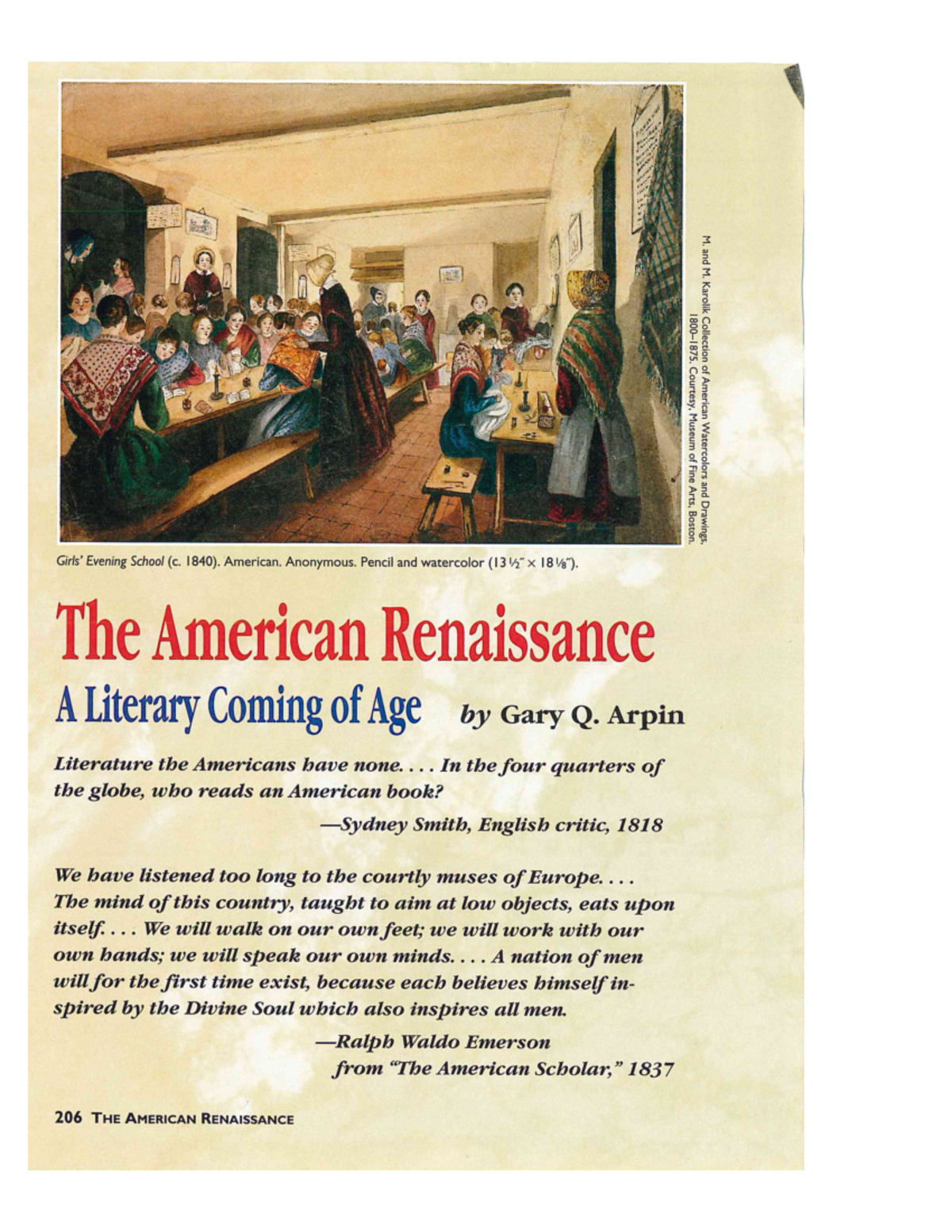 American-renaissance - Evening School (c. 1840). American. Anonymous ...