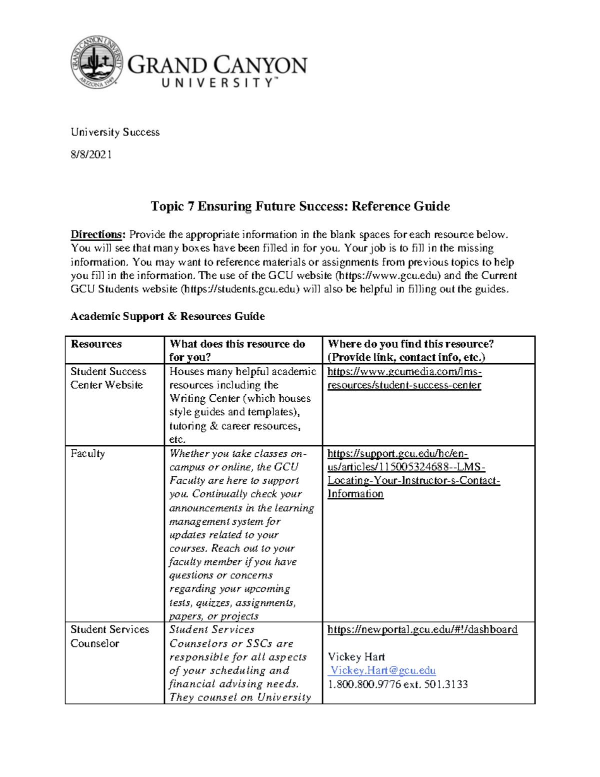 UNV 103 T7 Ensuring Future Success Reference Guide Online - University ...