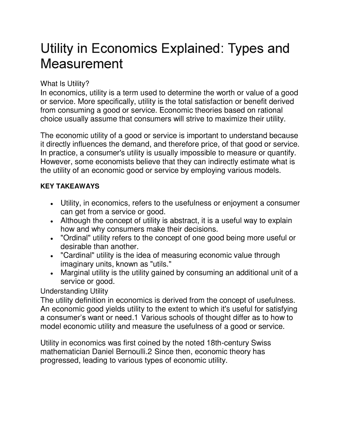 Utility in Economics Explained: Types and Measurement
