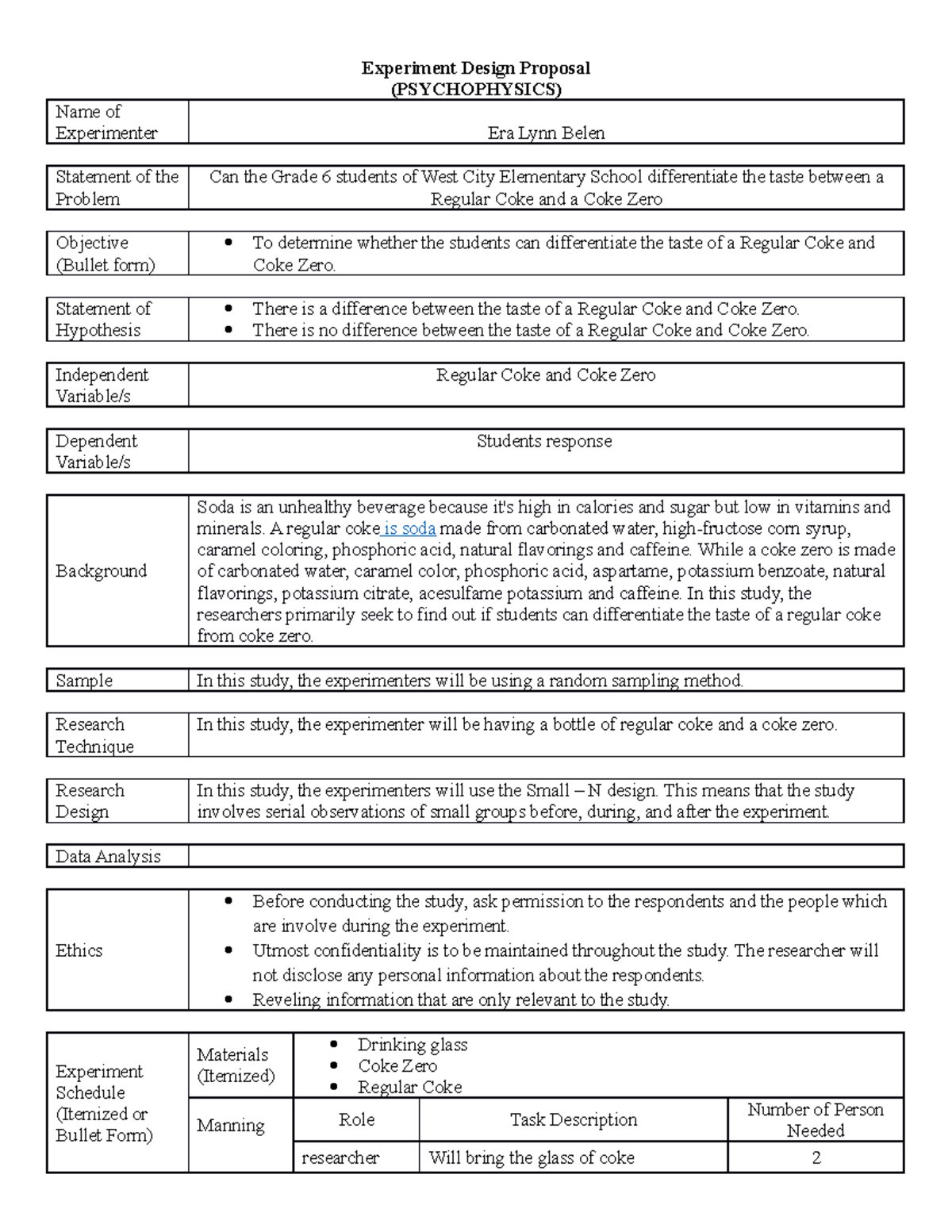 psychophysics experiment example