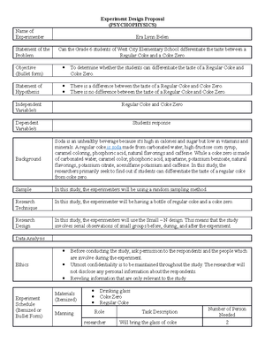 Research Proposal Guide - Experimental Psychology - Studocu