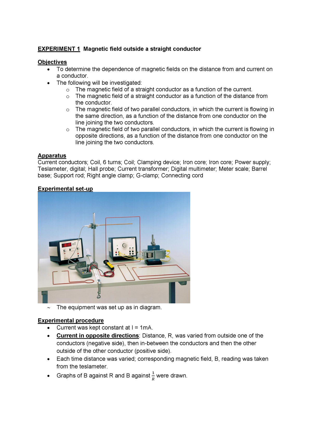 variation of magnetic field experiment pdf