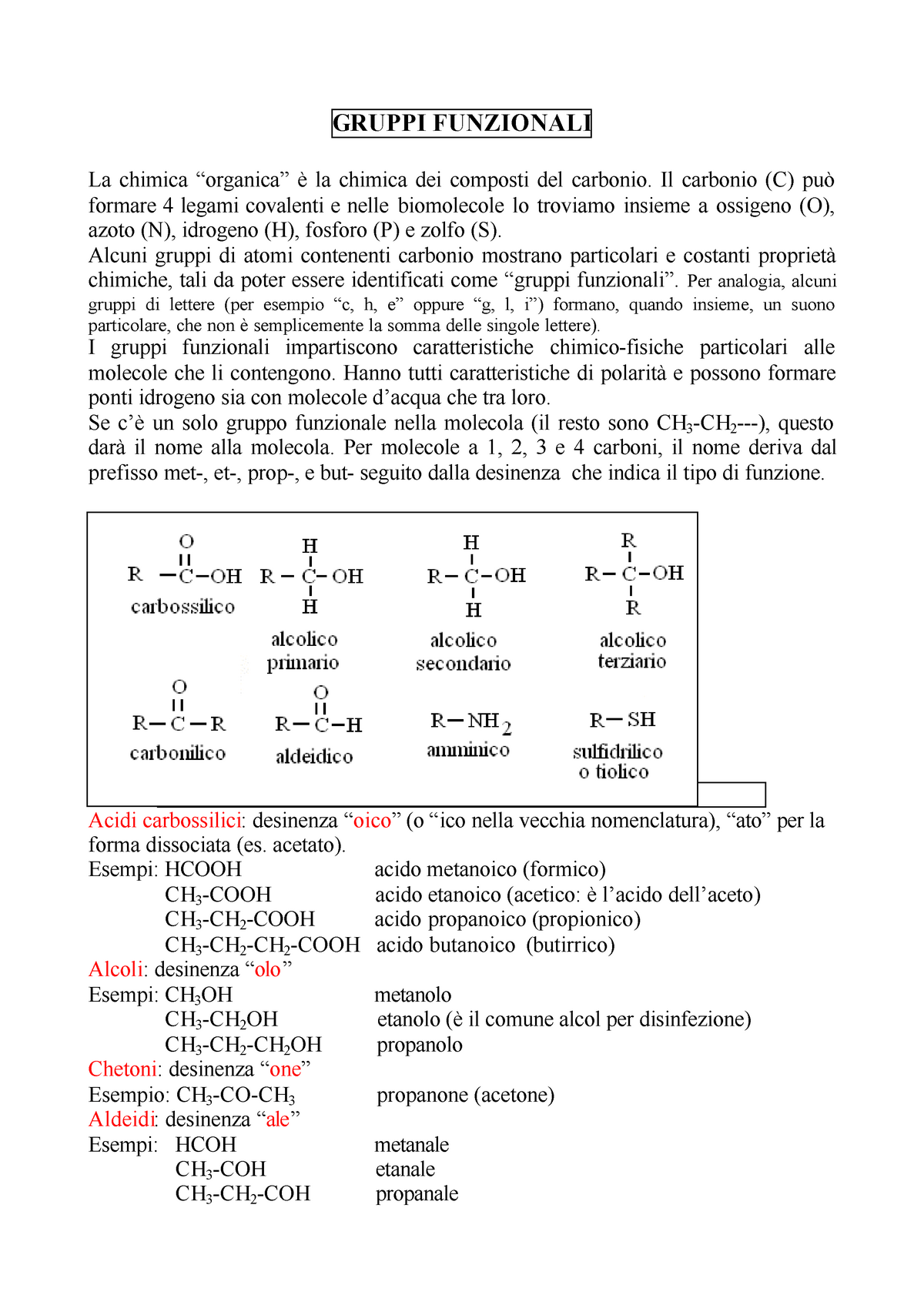 Propedeutica Biochimica - GRUPPI FUNZIONALI La Chimica “organica” è La ...