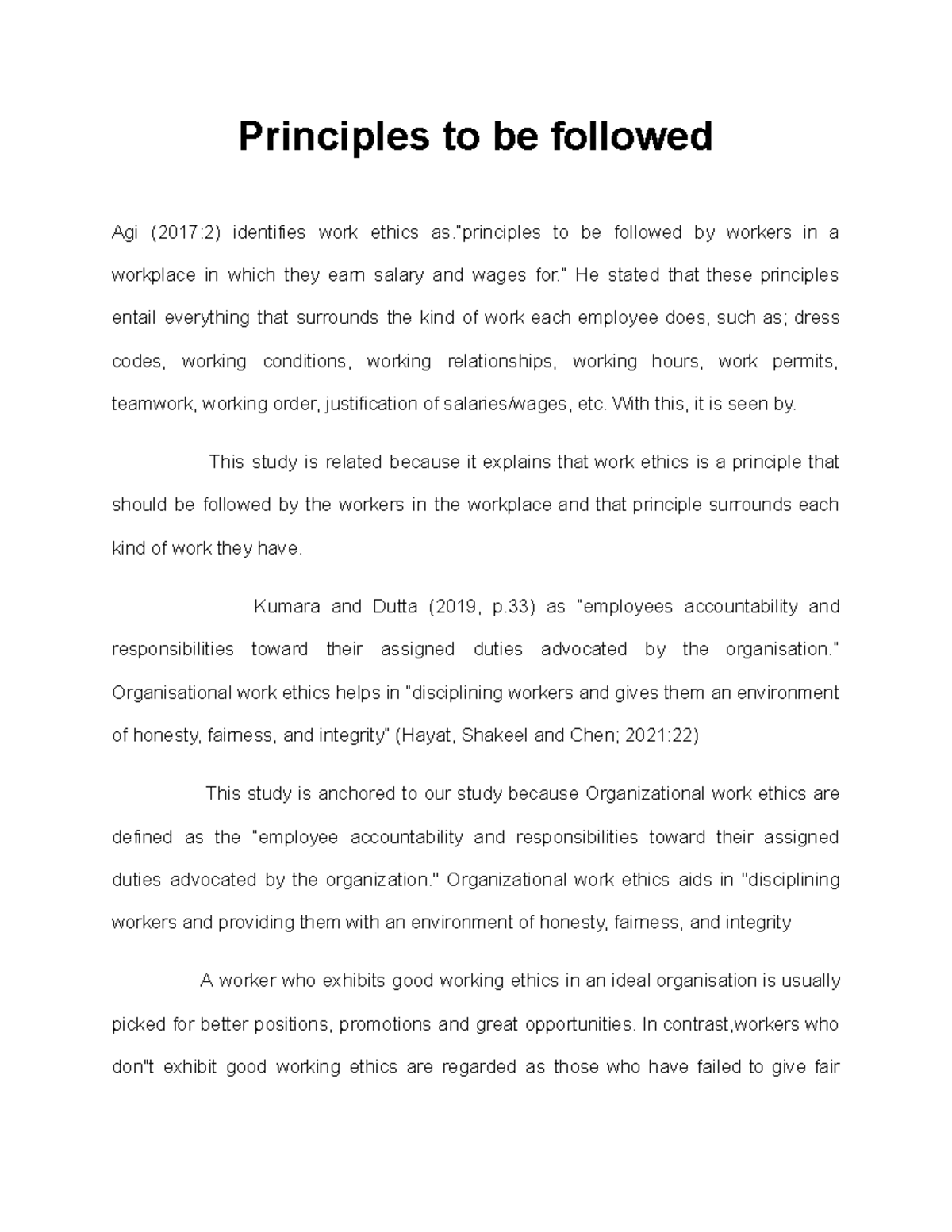 Principles to be followed - “principles to be followed by workers in a ...