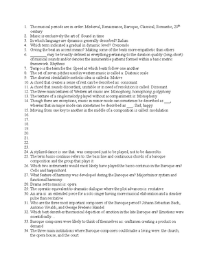 MUS 121 Exam 2 Rev - Test 2 Practice - EXAM 2 RUBRIC Chorale Most ...