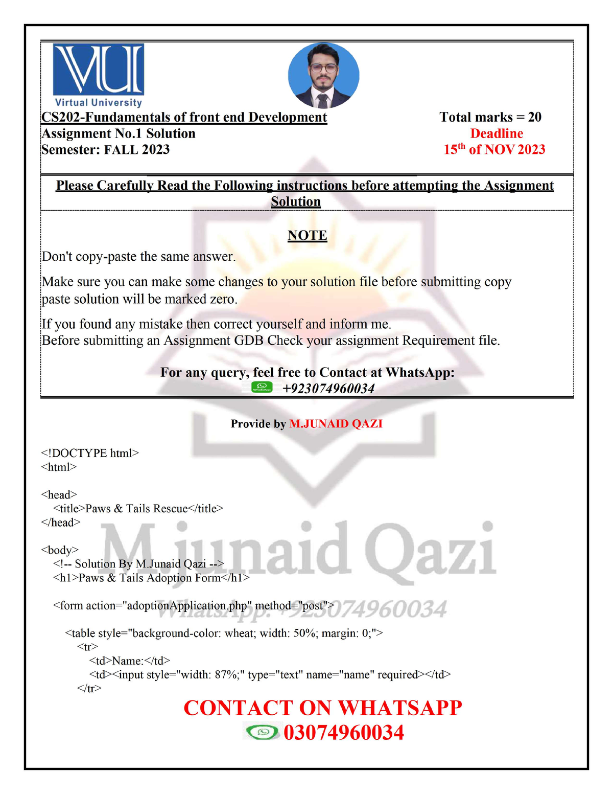 CS202-Assignment No.1 100% Accurate Solution By M.junaid Qazi ...