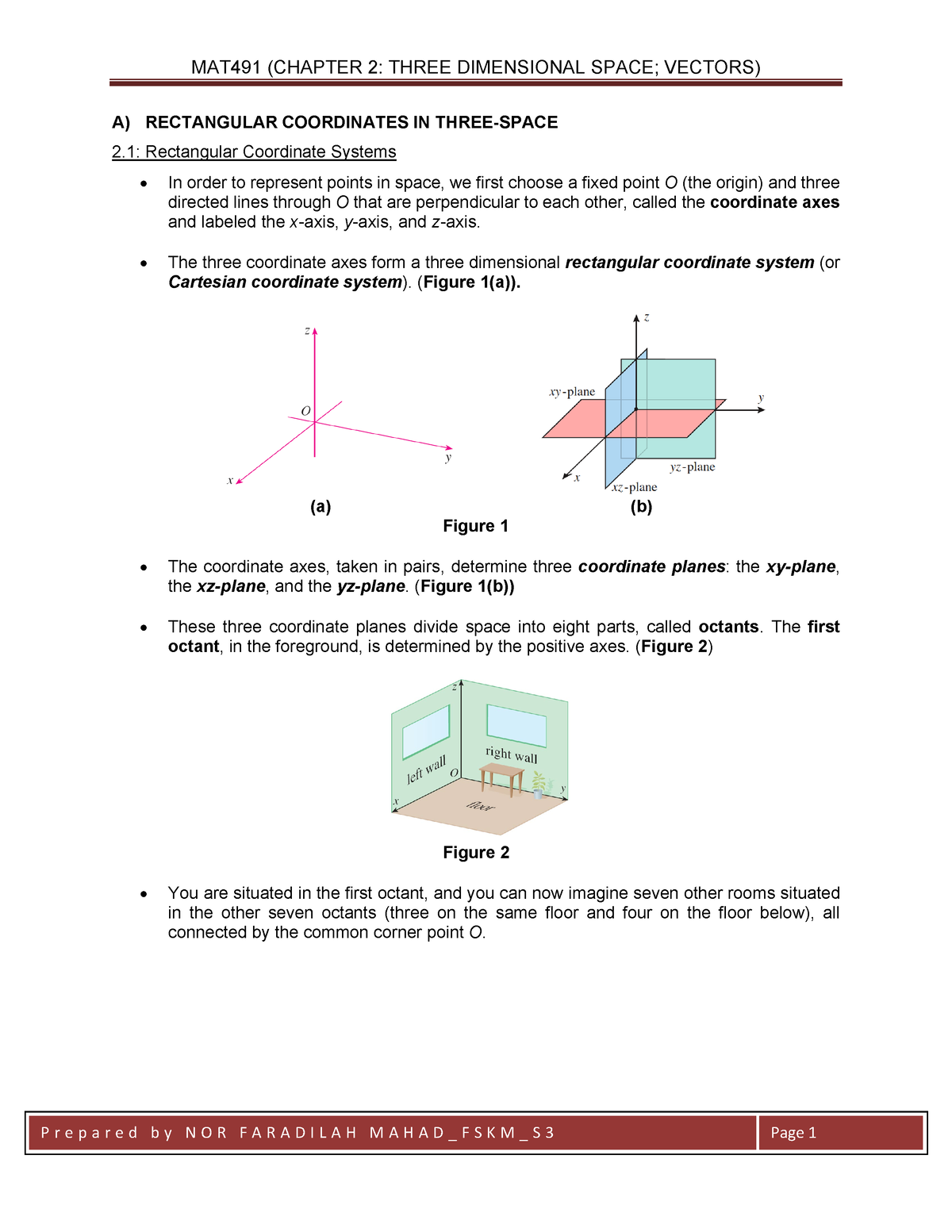 MAT491 Chapter 2 - Exercise - A) RECTANGULAR COORDINATES IN THREE-SPACE ...