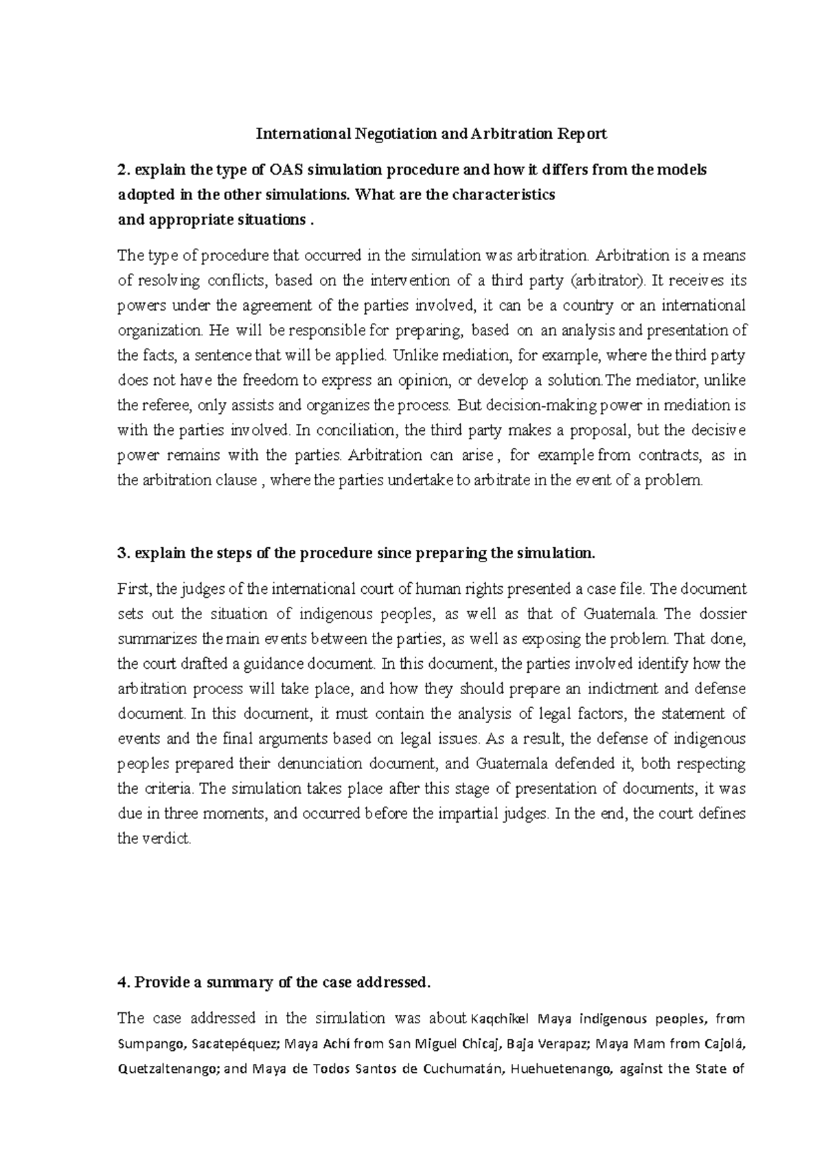 International Negotiation and Arbitration Report - What are the ...