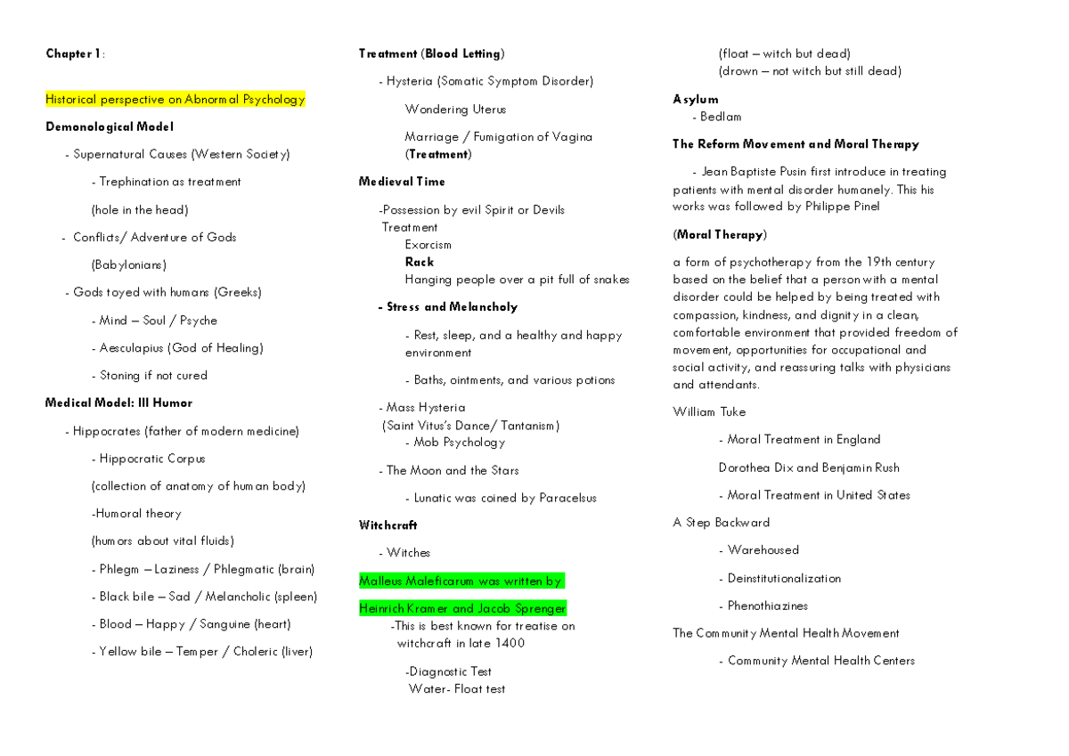 AB Psychology ReviewerFinal Chapter 1 Historical perspective on