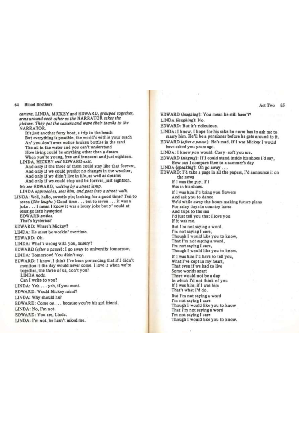 BLOOD BROTHERS ACT TWO Studocu