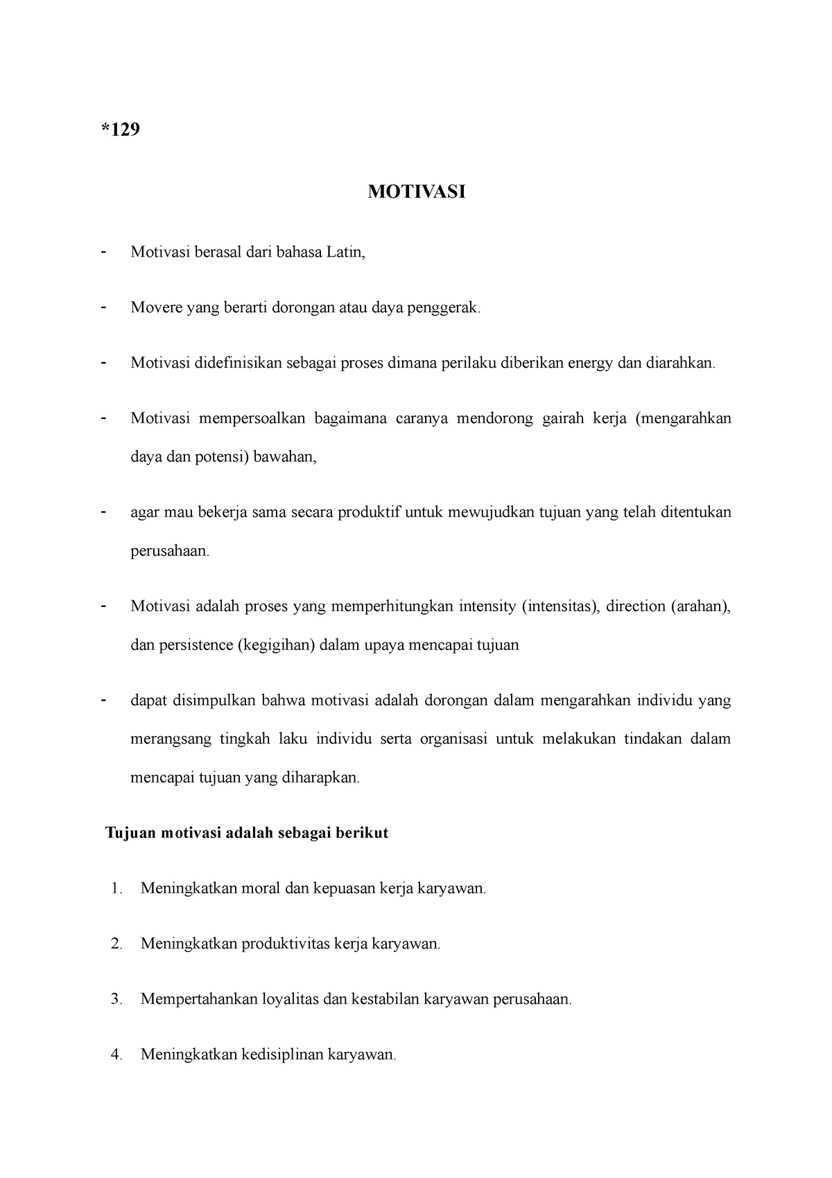 RANGKUMAN MATERI TENTANG MOTIVASI - * MOTIVASI Motivasi Berasal Dari ...