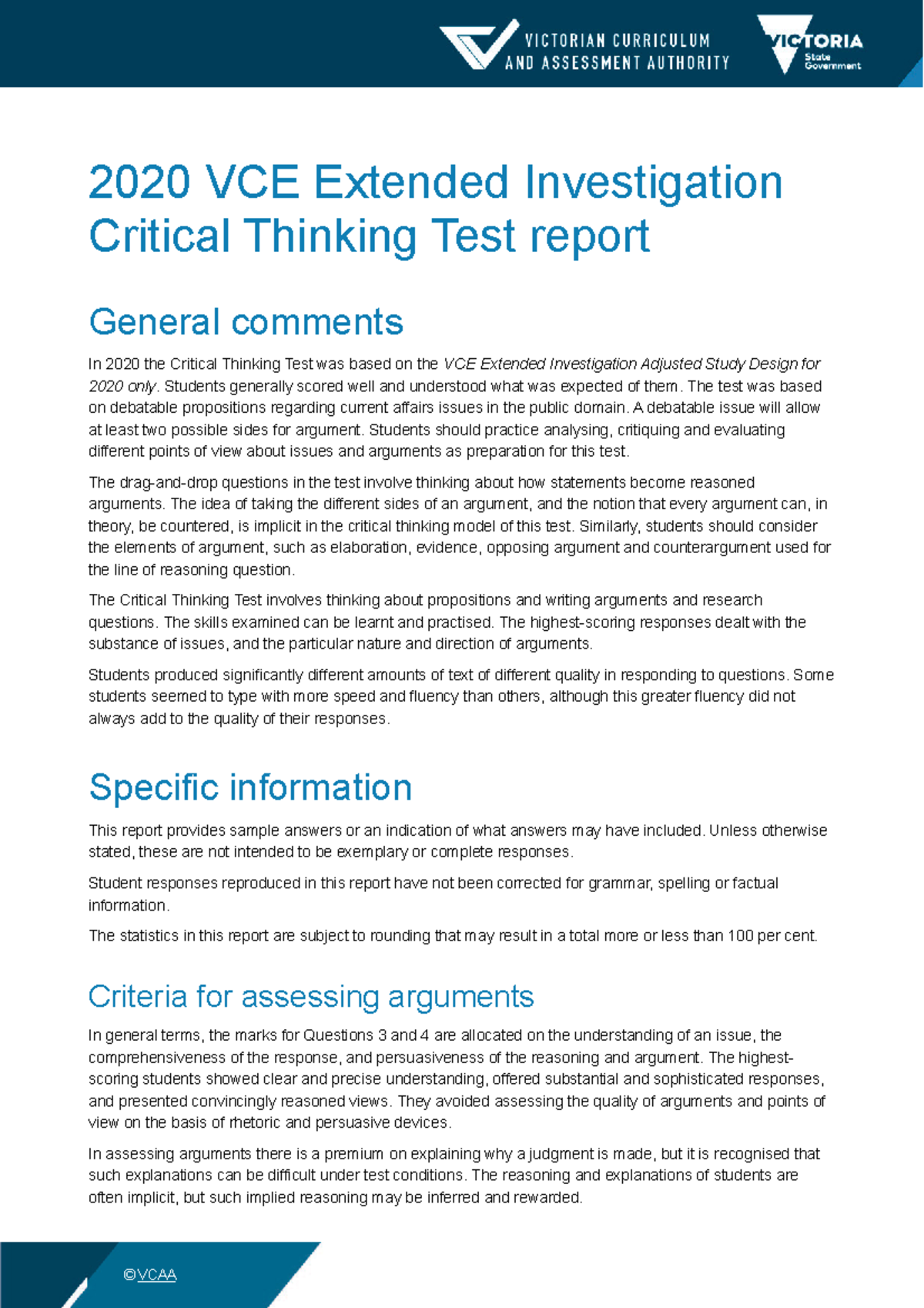 extended investigation critical thinking test (computer based)