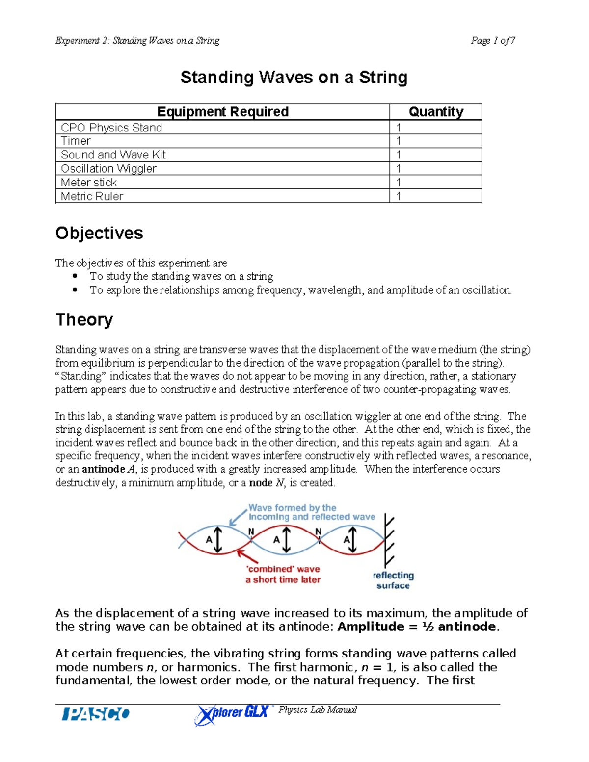 02 Standing Waves on a String - Standing Waves on a String Equipment ...
