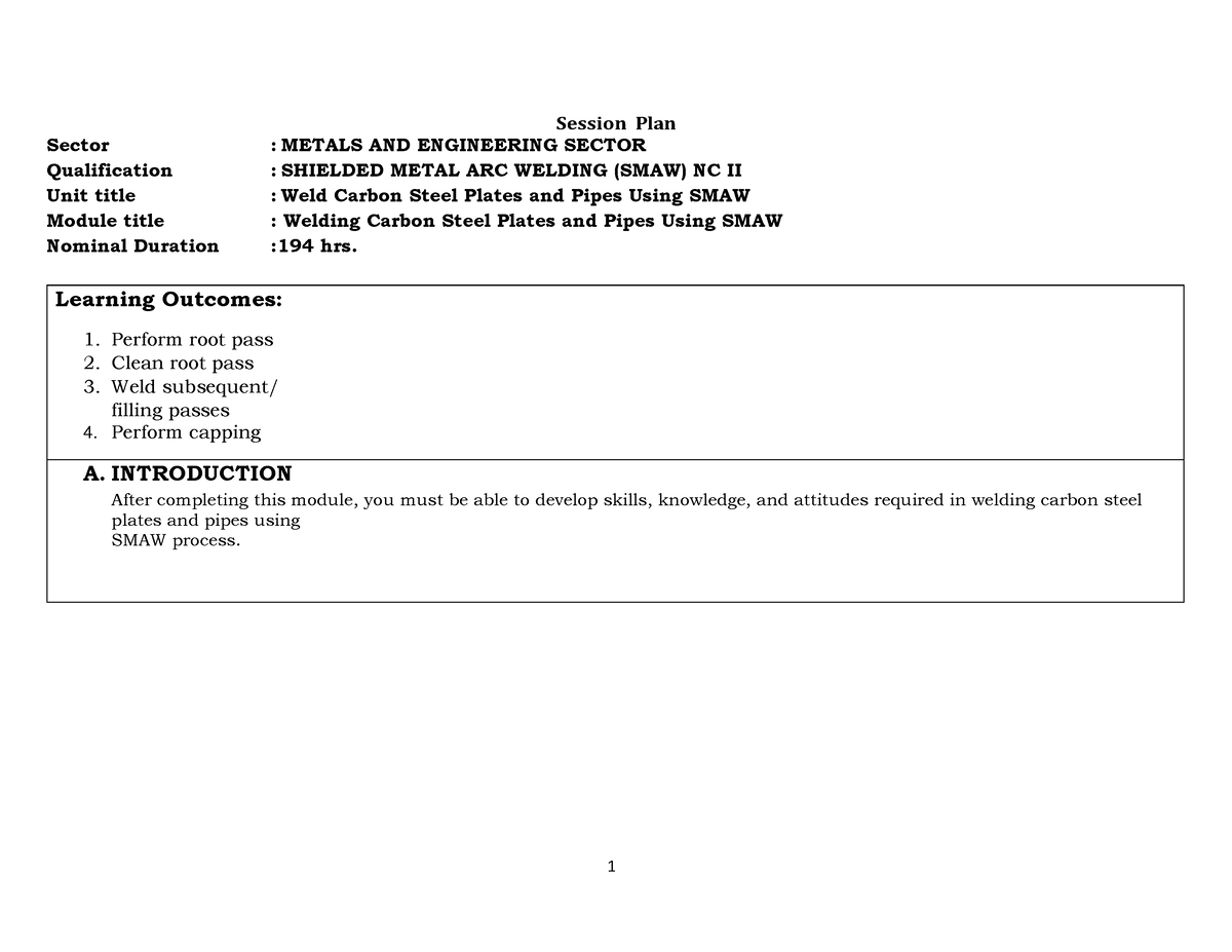 Smaw-Session-Plan-Cordero-1 - Session Plan Sector : METALS AND ...