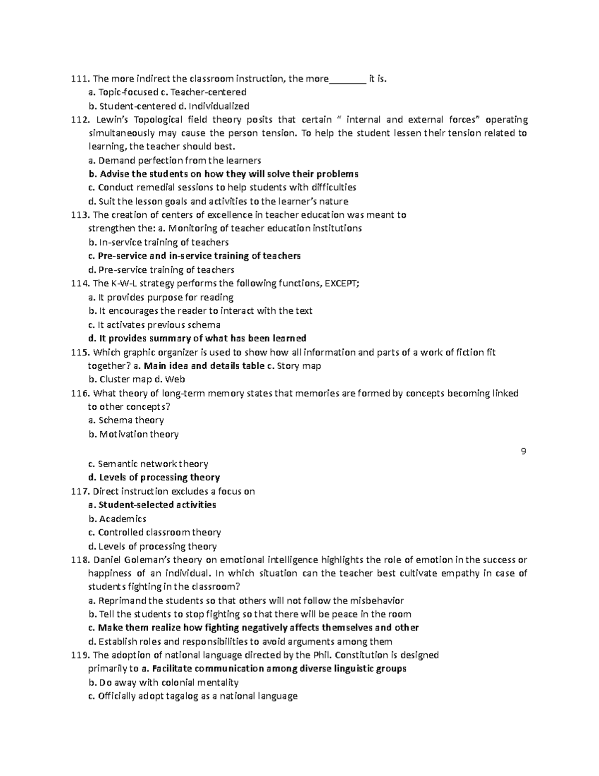 Licensure Examination Review 6 - The more indirect the classroom ...