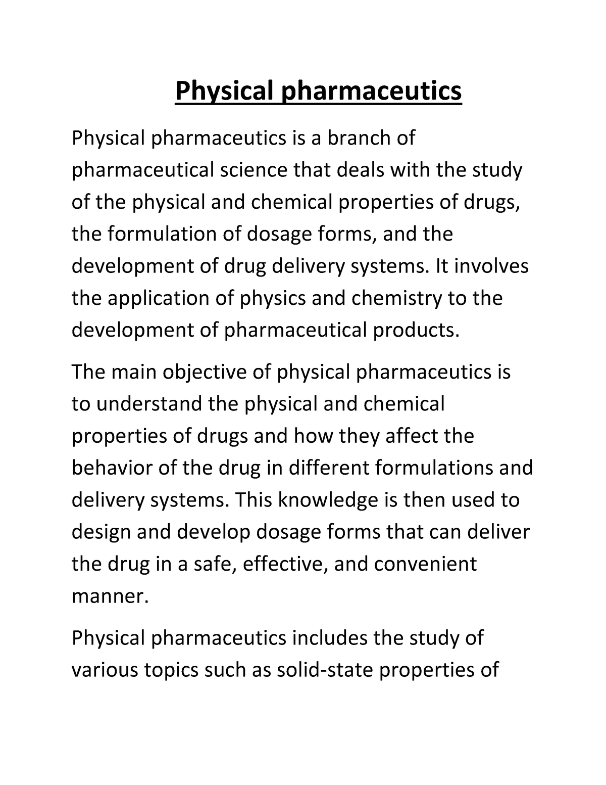 Physical Pharmaceutics 1 - Physical Pharmaceutics Physical ...