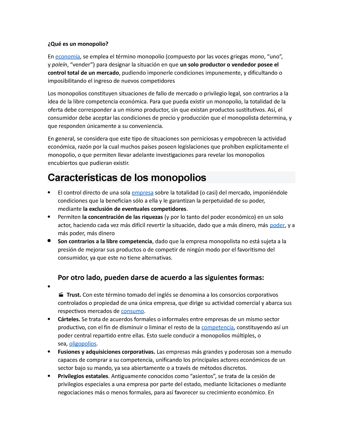 Qu Es Un Monopolio Ayuda Qu Es Un Monopolio En Econom A Se Emplea El T Rmino Monopolio