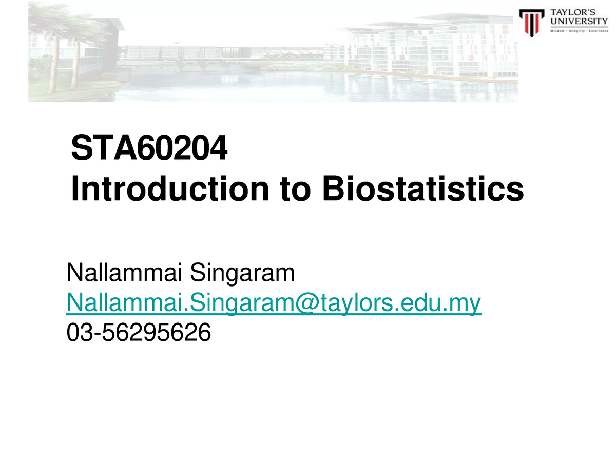 Topic 1 Lecture 1A 52b026be1f1168fbcf28292185921 B54 - STA Introduction ...