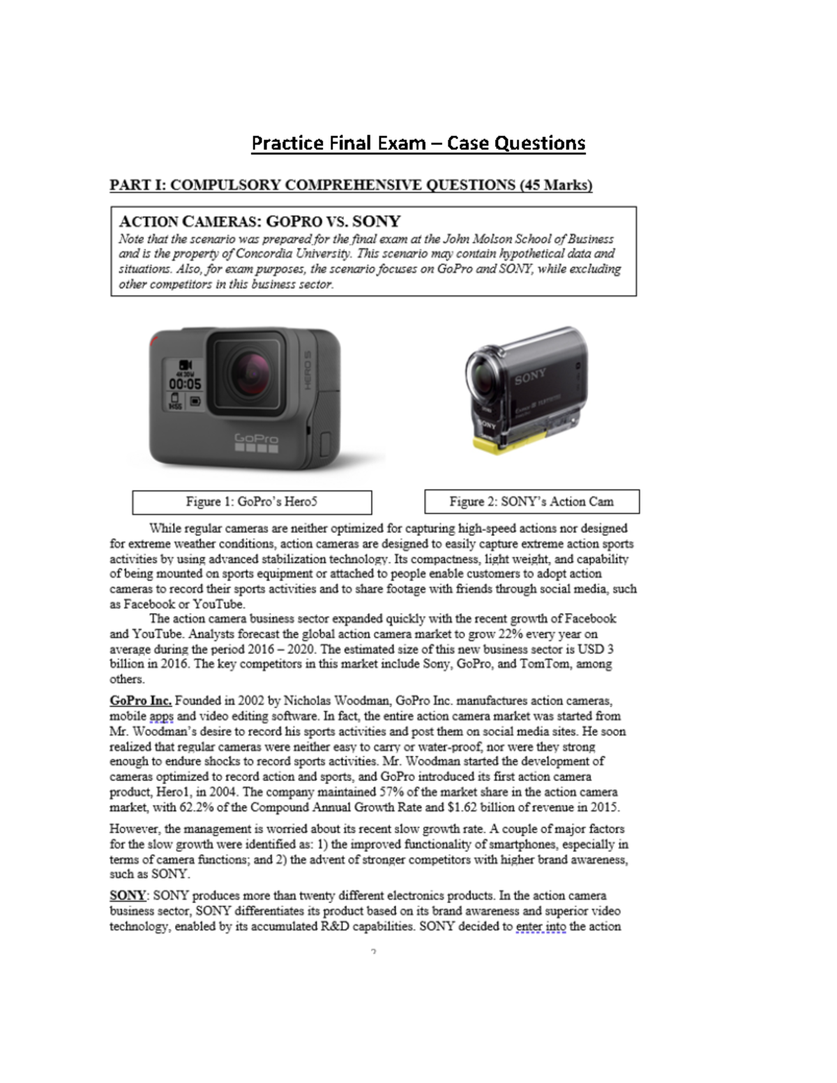 Practice Final Exam Case Qs - MARK 201 - Practice Final Exam – Case ...