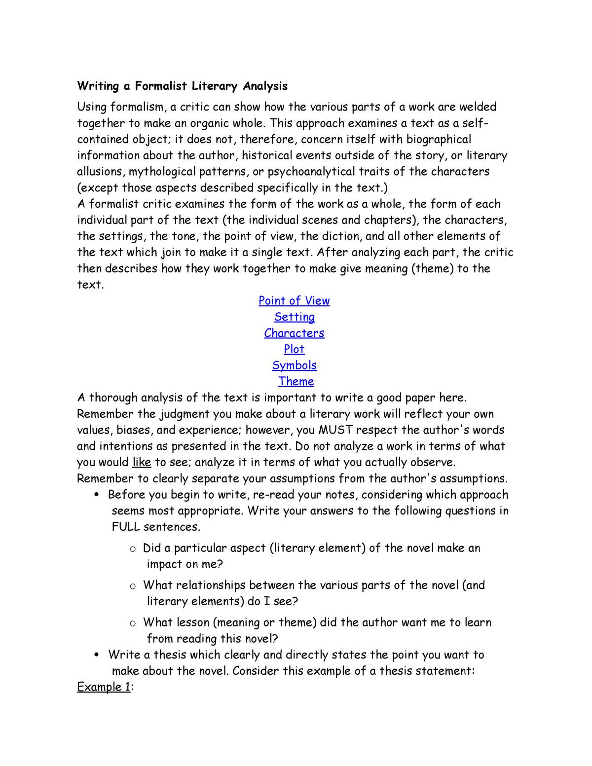 Writing a Formalist Literary Analysis - This approach examines a text ...