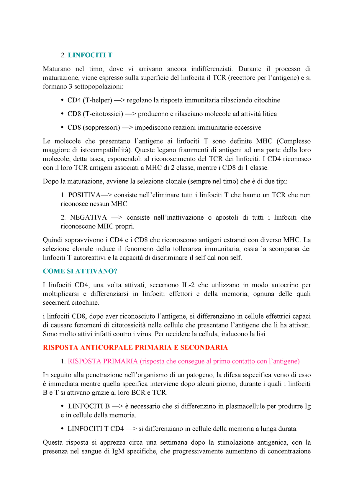 Immunologia 2 Unipg Studocu