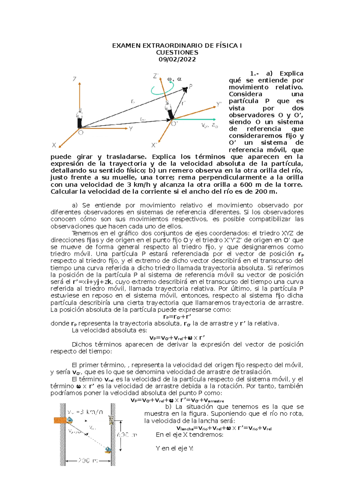 Examen Extraordinario Física 2122 Resolucion - EXAMEN EXTRAORDINARIO DE ...