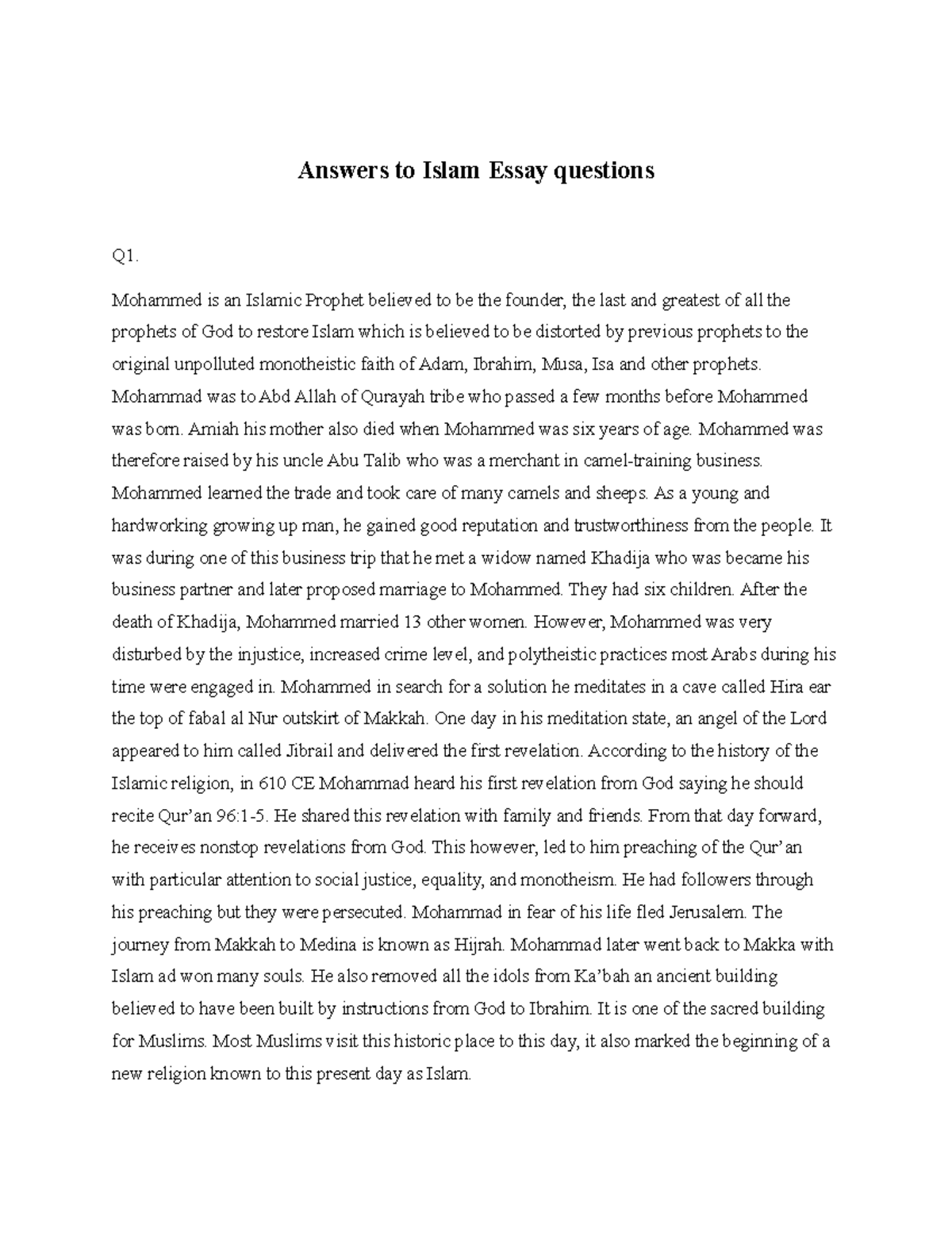 essay of islam