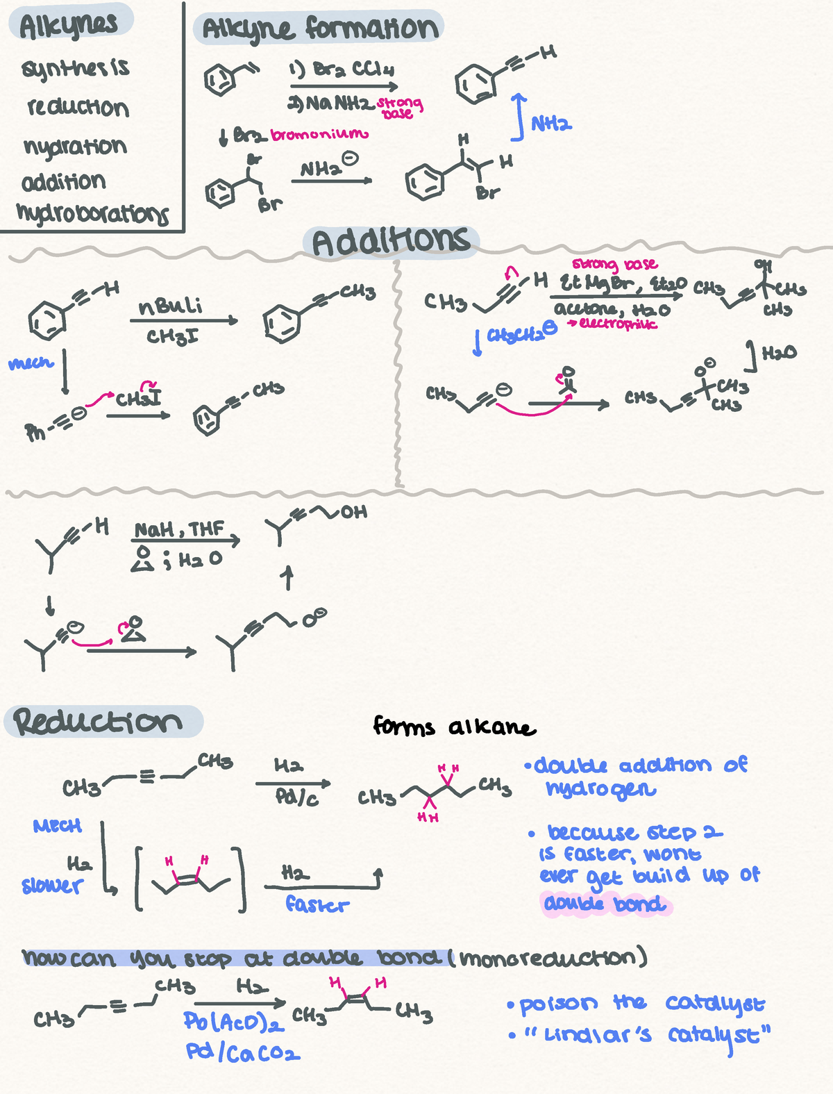 Alkynes - This note is from Prof. Snapper's lecture. It introduces more ...