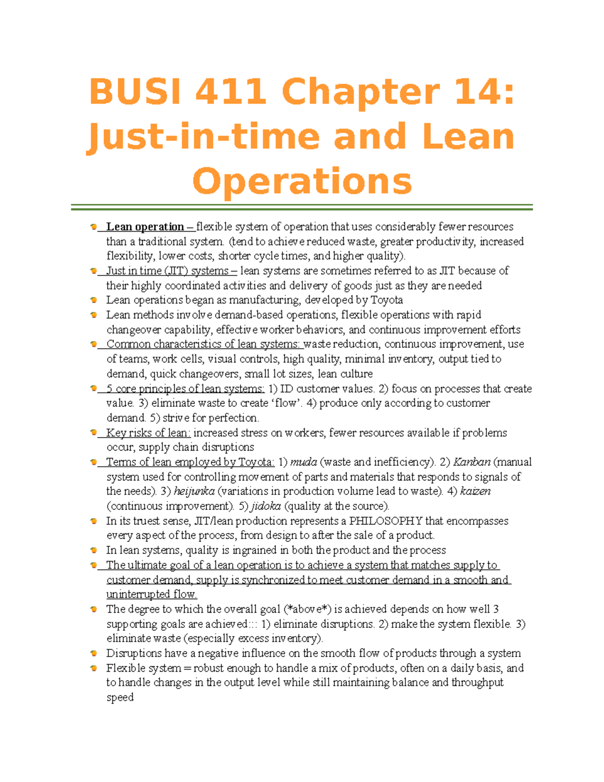 Chapter 14 Jit And Lean Operations - BUSI 411 Chapter 14: Just-in-time ...