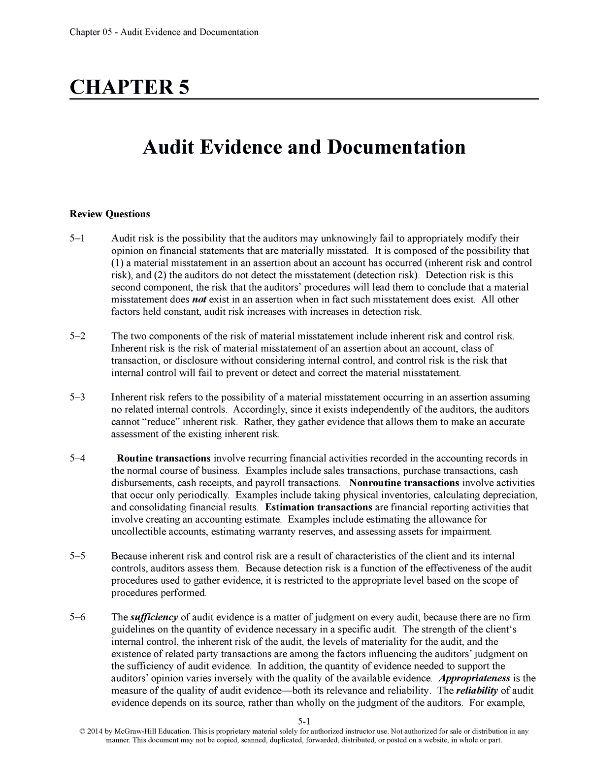 AUI3702-Ch05 - CHAPTER 5 Audit Evidence And Documentation Review ...