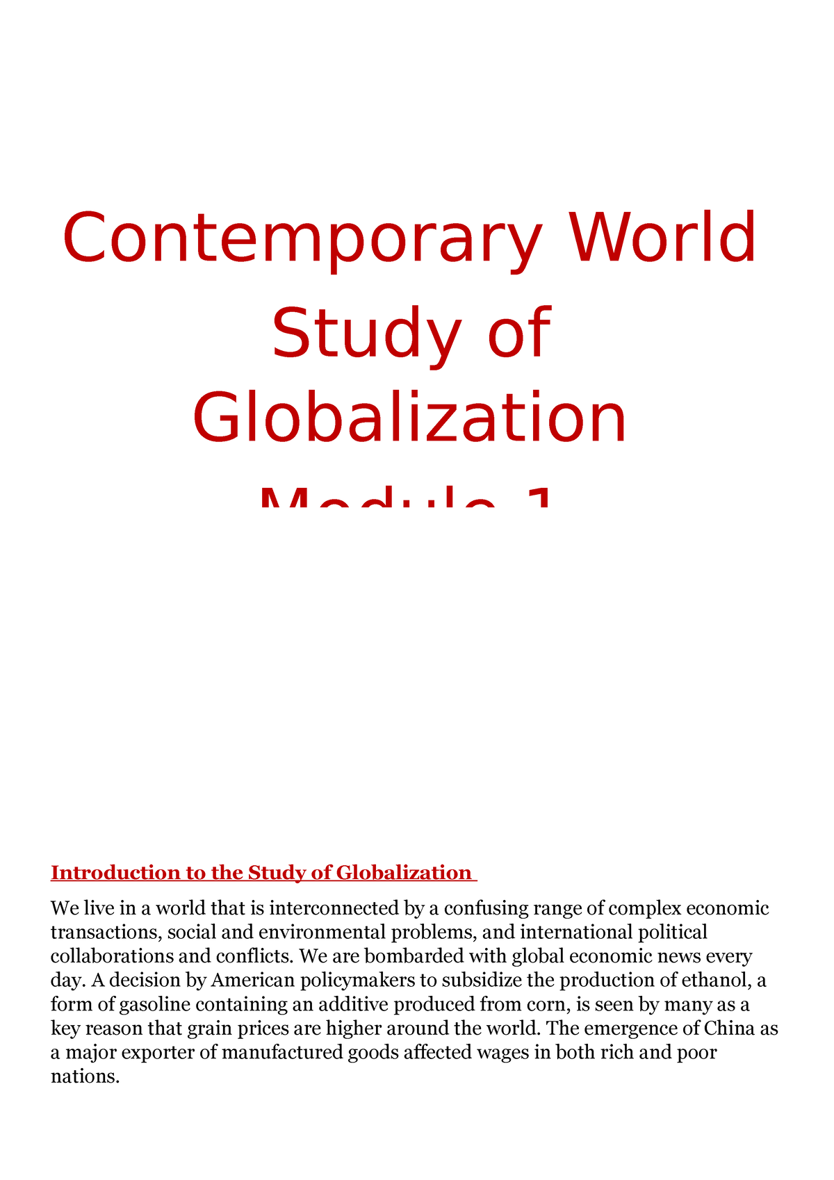 Introduction To The Study Of Globalization M1 - We Are Bombarded With ...