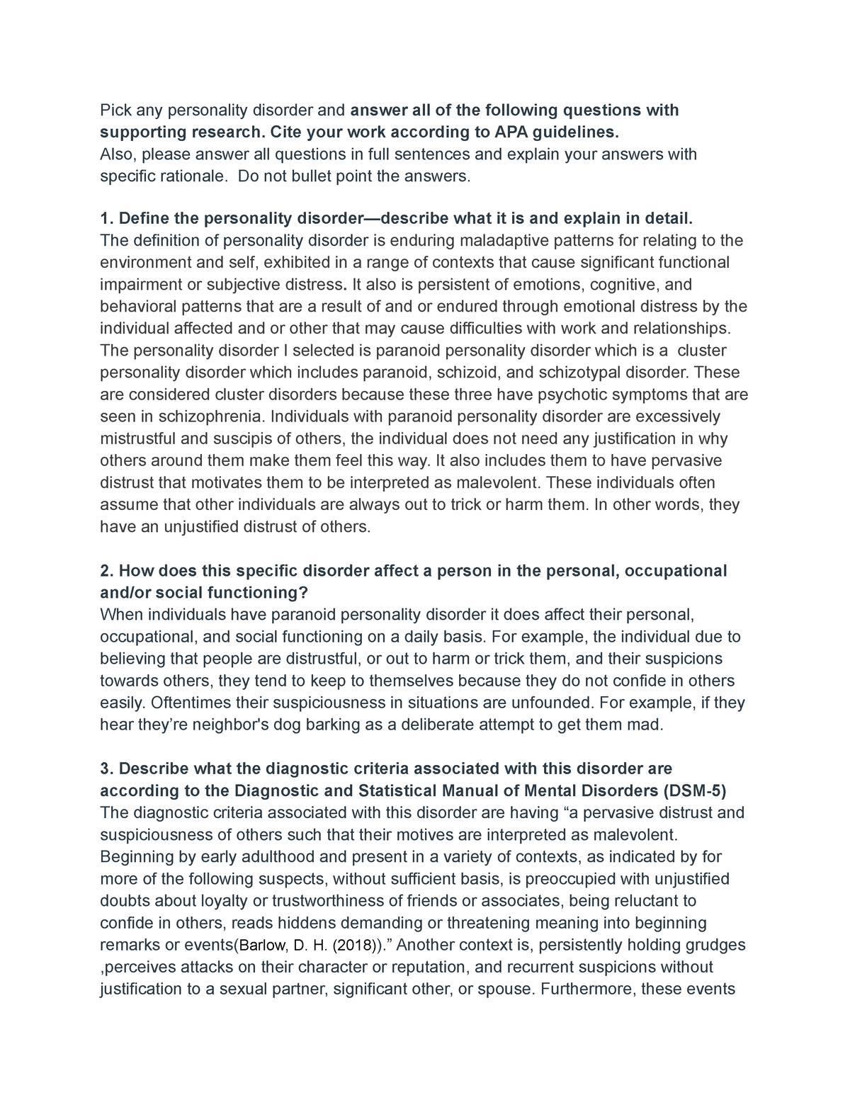personality disorder case study pdf
