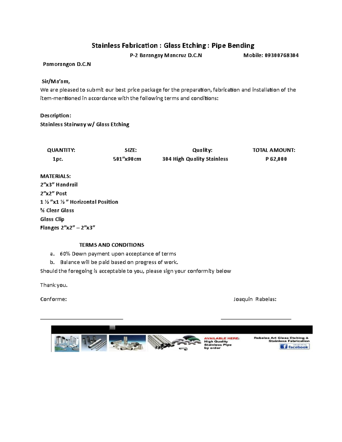 Quotation-lizaso - Lecture notes g80 - Stainless Fabrication : Glass ...