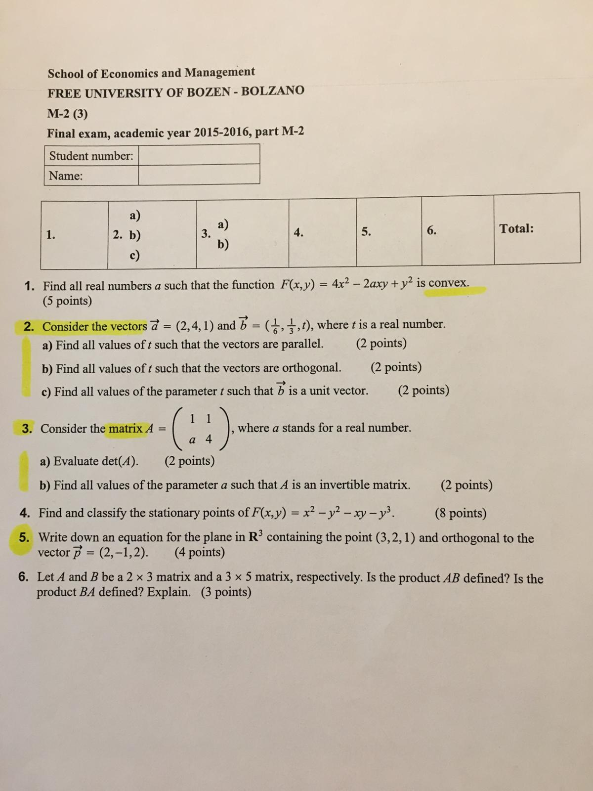 M2 Oldexams Mathematics - Mathematics For Economists - Studocu