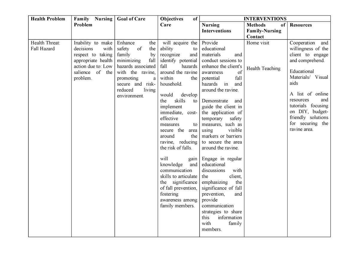 FNCP-partial-format - Family Nursing Care Plan Example, Nursing ...