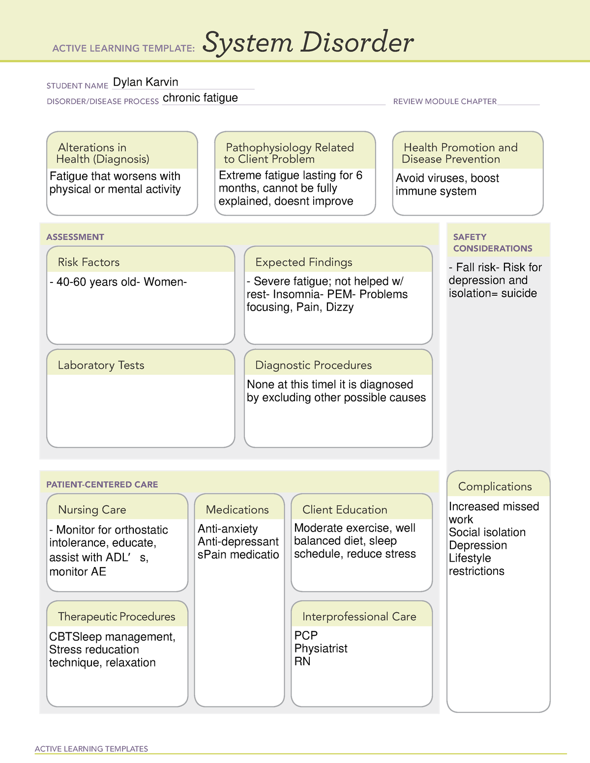 121212121212 - nan - ACTIVE LEARNING TEMPLATES System Disorder STUDENT ...