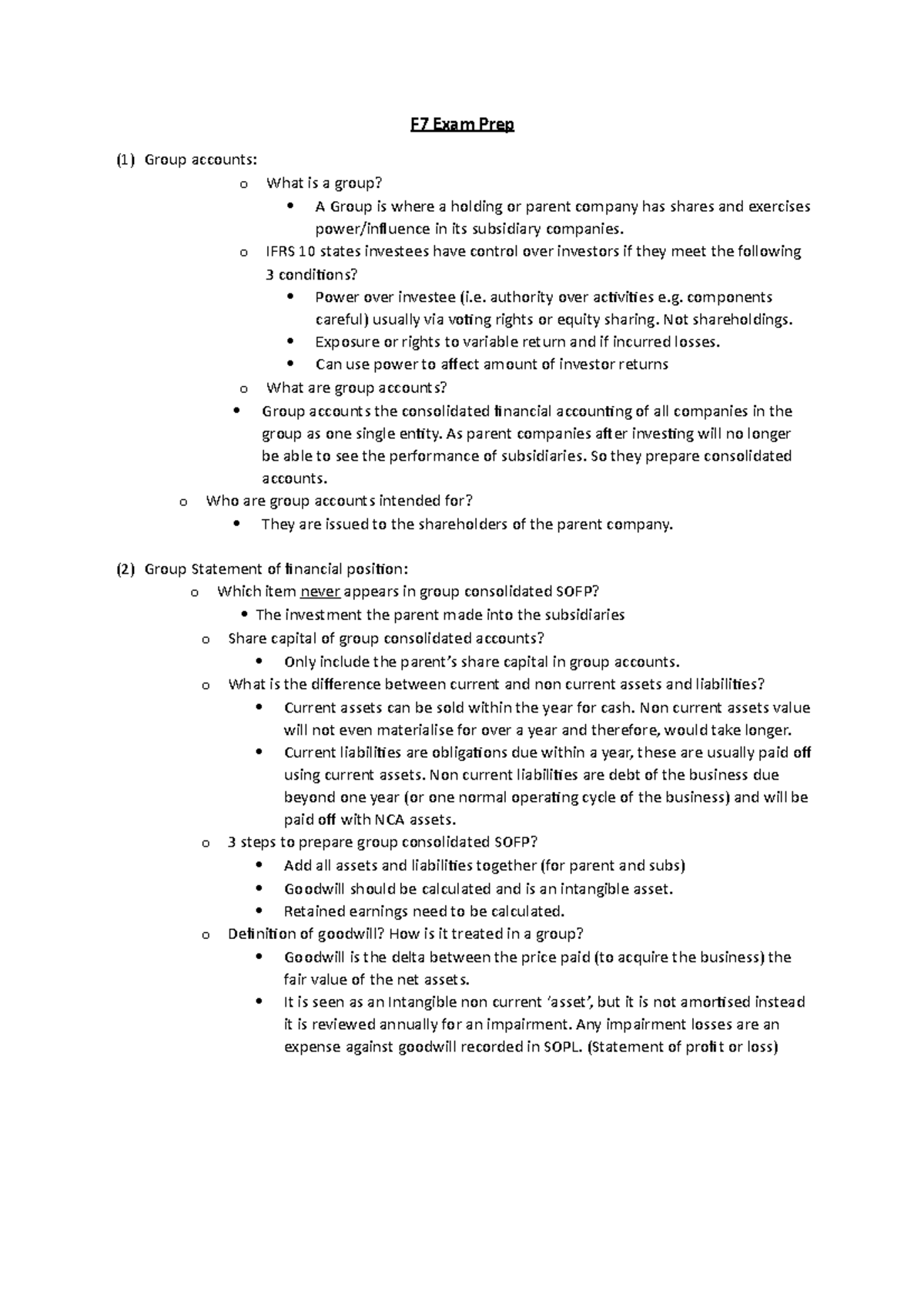 F7 Exam Prep - ACCA Notes for all really useful and helped with passing ...