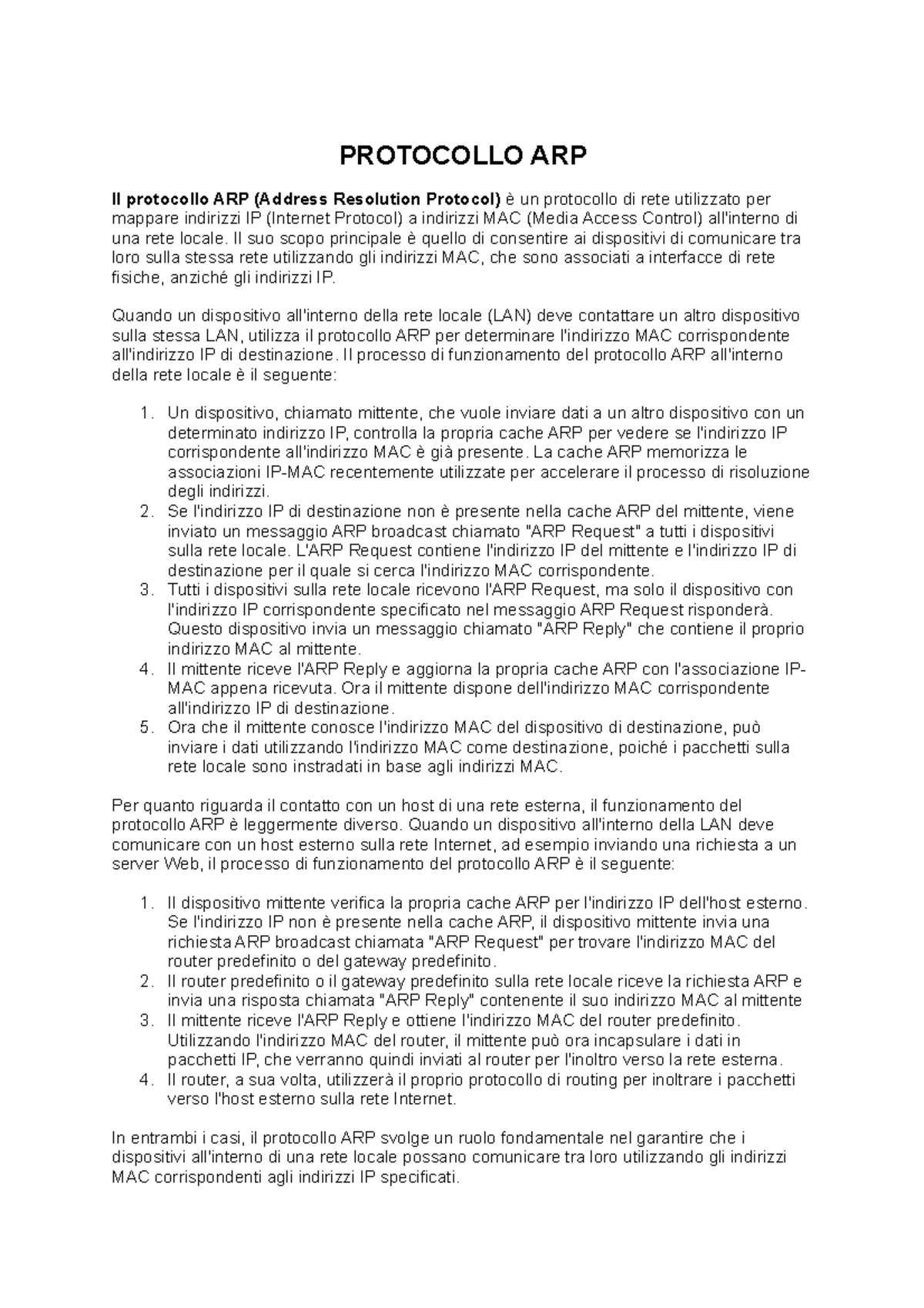 Protocollo ARP - Contenuto: - cos'è un procollo arp - quando si ...