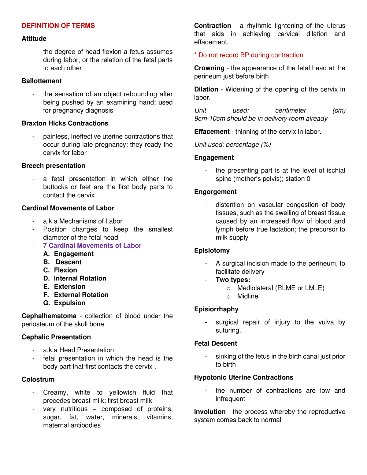 Theory lesson - preliminary - DEFINITION OF TERMS Attitude - the degree ...