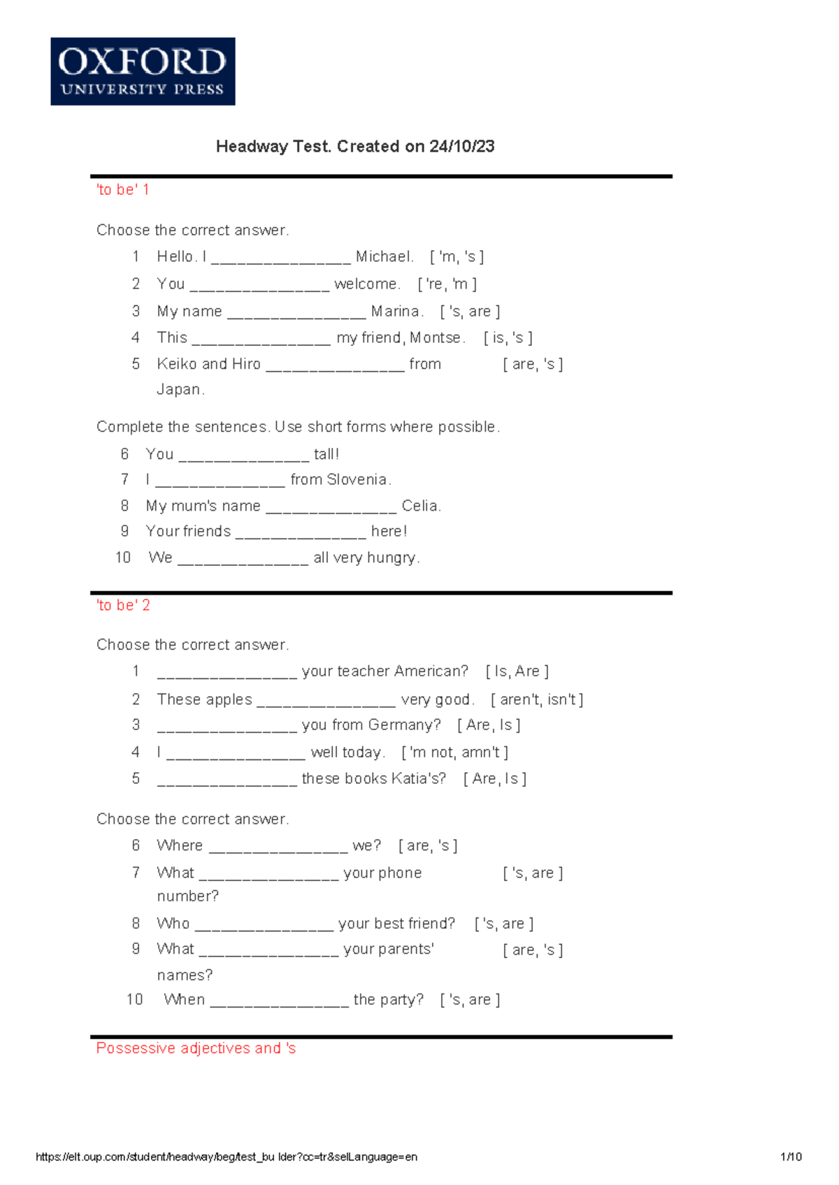Test Builder Headway Student's Site Oxford University Press (pdf - H ...