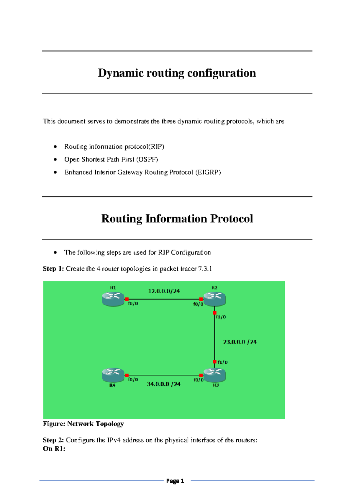 Dynamic Routing Protocols - Dynamic routing configuration This document ...
