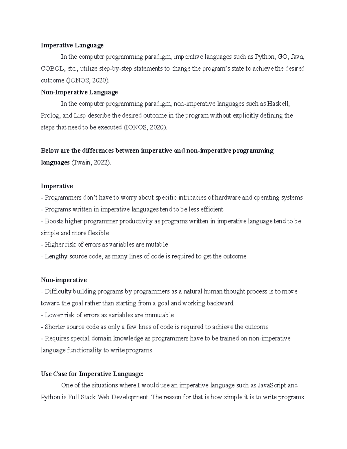 CS 4402 Discussion Unit1 - Imperative Language In the computer ...